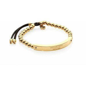 Michael Kors Mk Plaque Logo Gold Beaded Bracelet - image 1